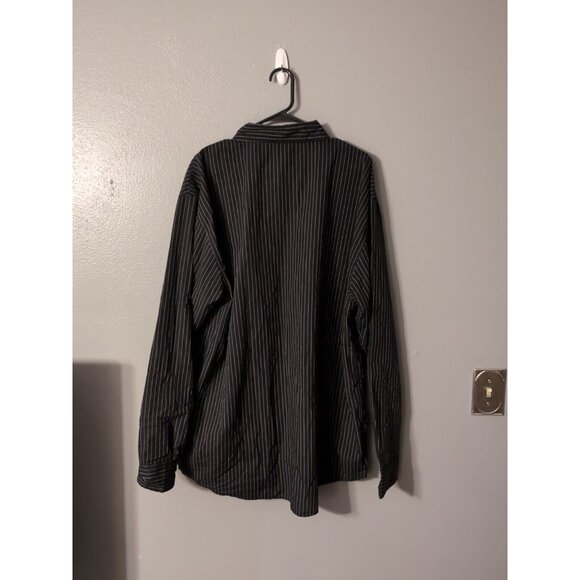 Southpole Black Striped Men's Roll Tab Long Sleeve Button Up Shirt Size 5XL - Picture 4 of 6